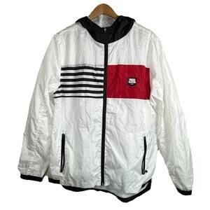 NWT PARISH Nation Windbreaker L White PN56 Patch Jacket Streetwear Urban